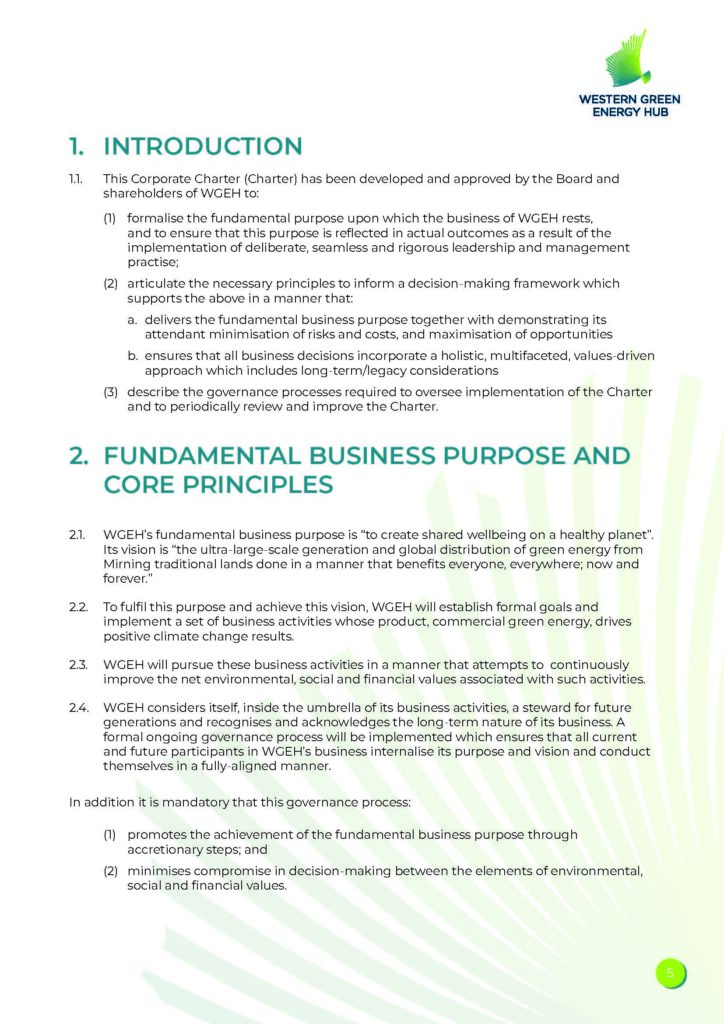 WGEH Corporate Charter Page